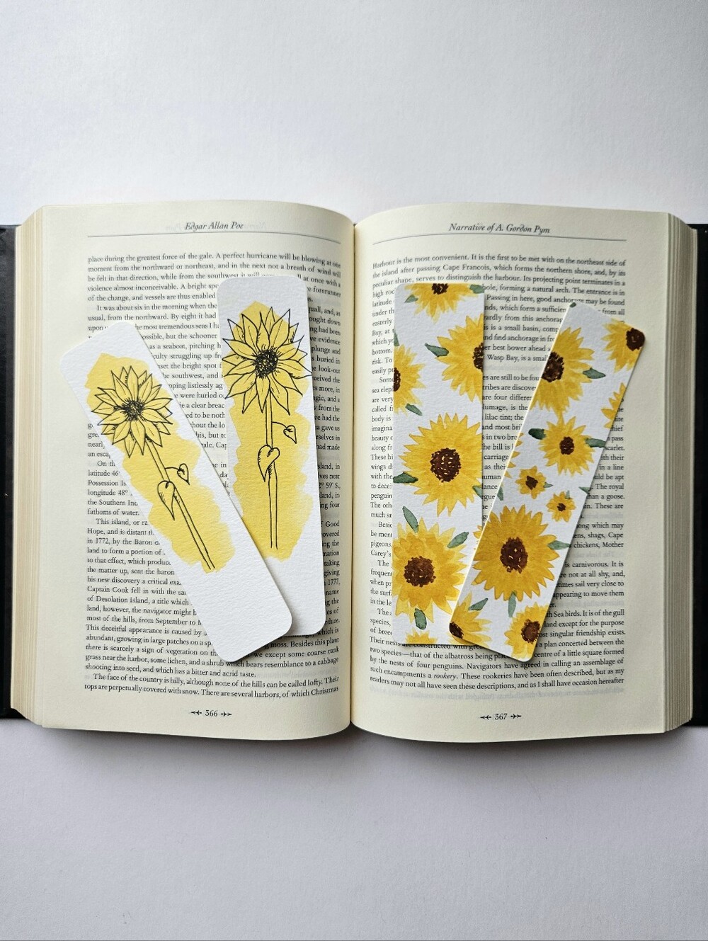 4pc Handmade Sunflower Bookmarks | Watercolor Floral Bookmarks